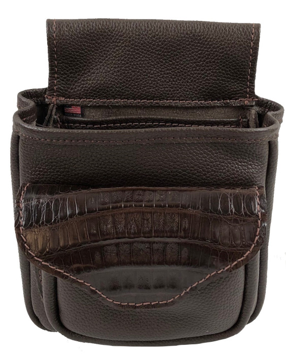 (image for) Brown Crocodile Belly & Leather Shotgun Shell Deluxe Belt Bag